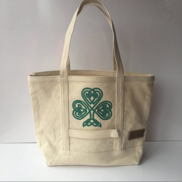 Irish Girl Glitter Shamrock Canvas Tote Book Bag - Picture 3 of 5